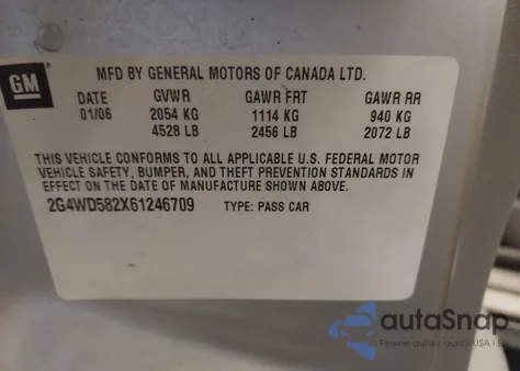 2006 Buick Lacrosse Cxl из США, поврежденный, VIN 2G4WD582X61246709